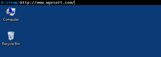 Screenshot of WyeSoft Desktop Console v0.00